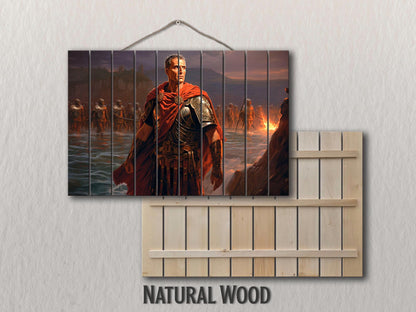 Julius Caesar Wood Print – Roman Wall Art | Crossing Rubicon Painting on Wood