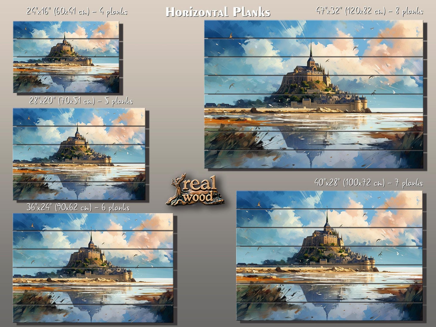 Mont-Saint-Michel Wood Art | Unique Wood Grain, French Wall Decor, Ready to Hang