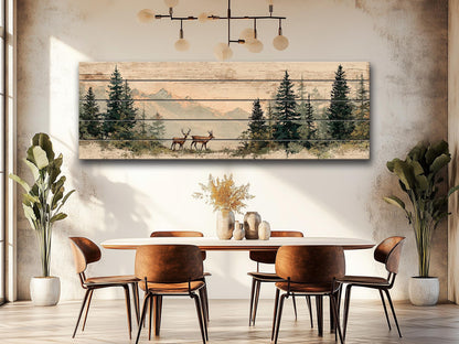 Rustic Hunting Wall Art – Deer Wood Print on Natural Grain Wooden Wall Decor