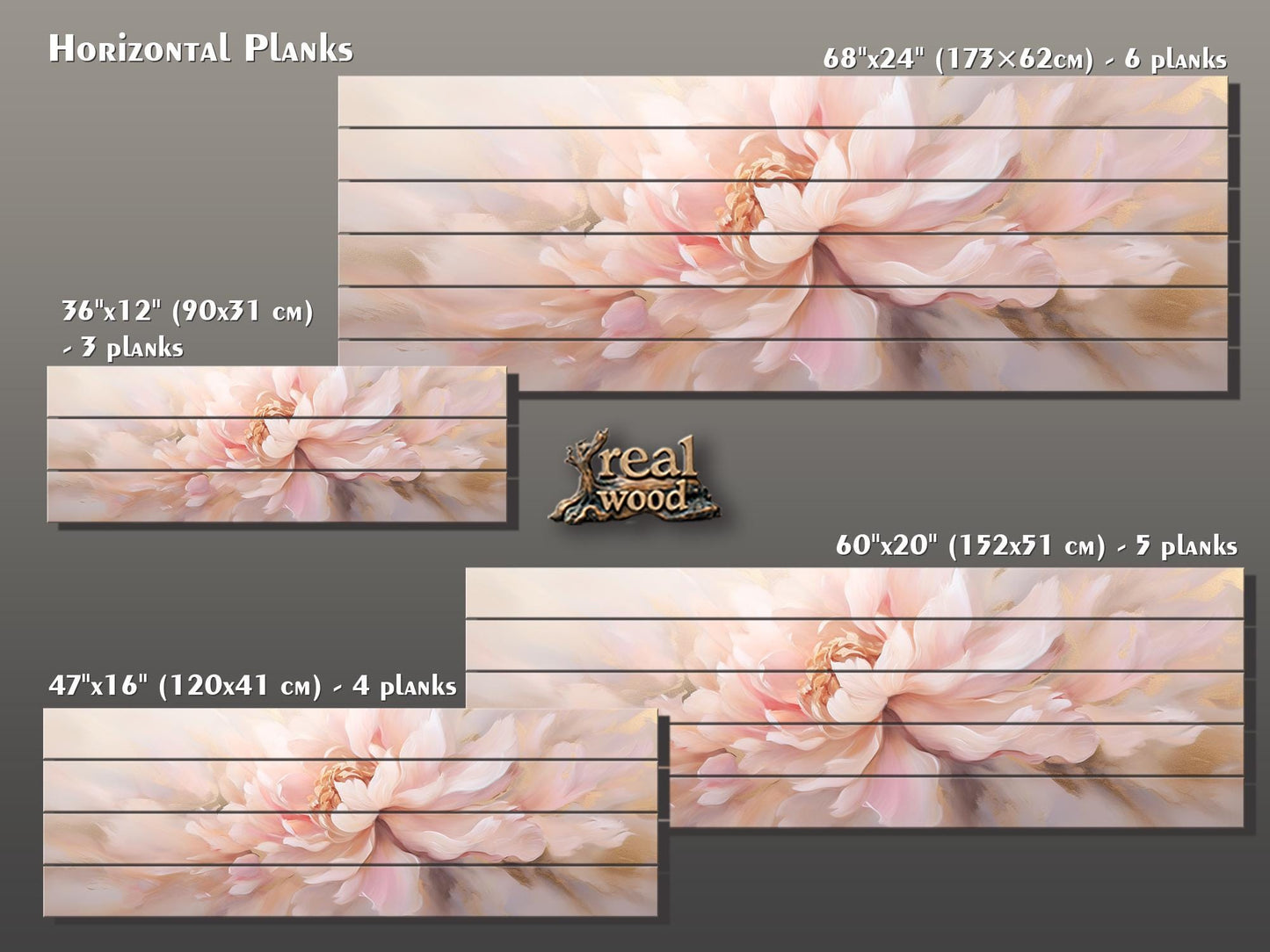 Wood Wall Art – Large Pink Peony Painting | Smooth Linden Wood Floral Decor