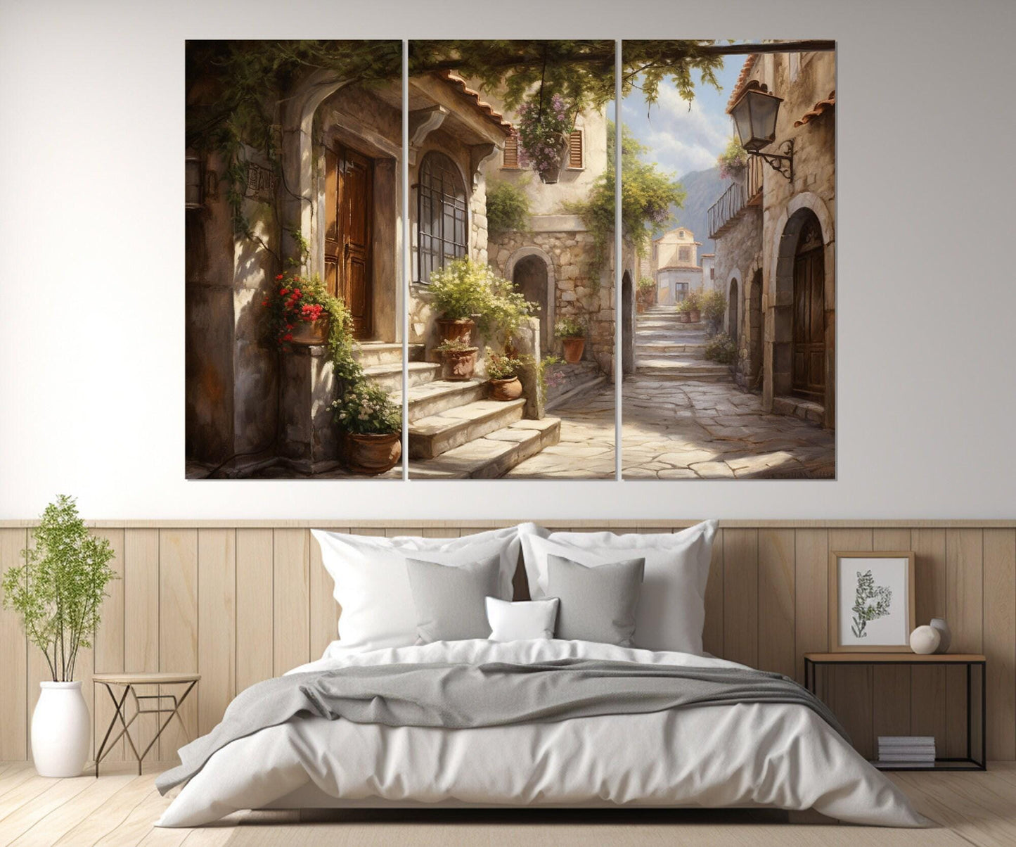 Italian Village Painting - Framed Canvas Print | Italy Wall Art Ready to Hang
