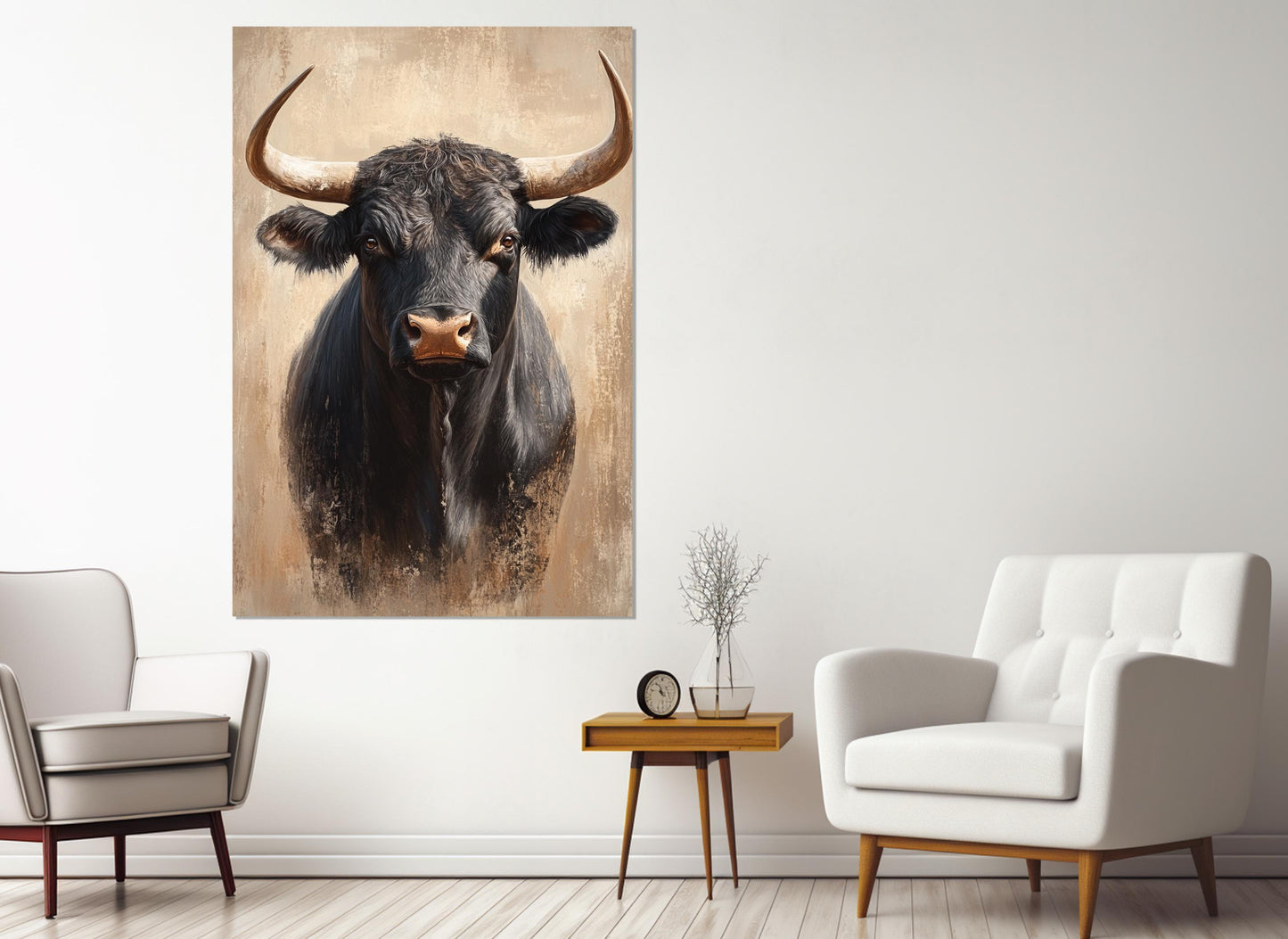 Black Cow Canvas Print – Rustic Cow Wall Art | Farmhouse Wall Decor, Ready to Hang