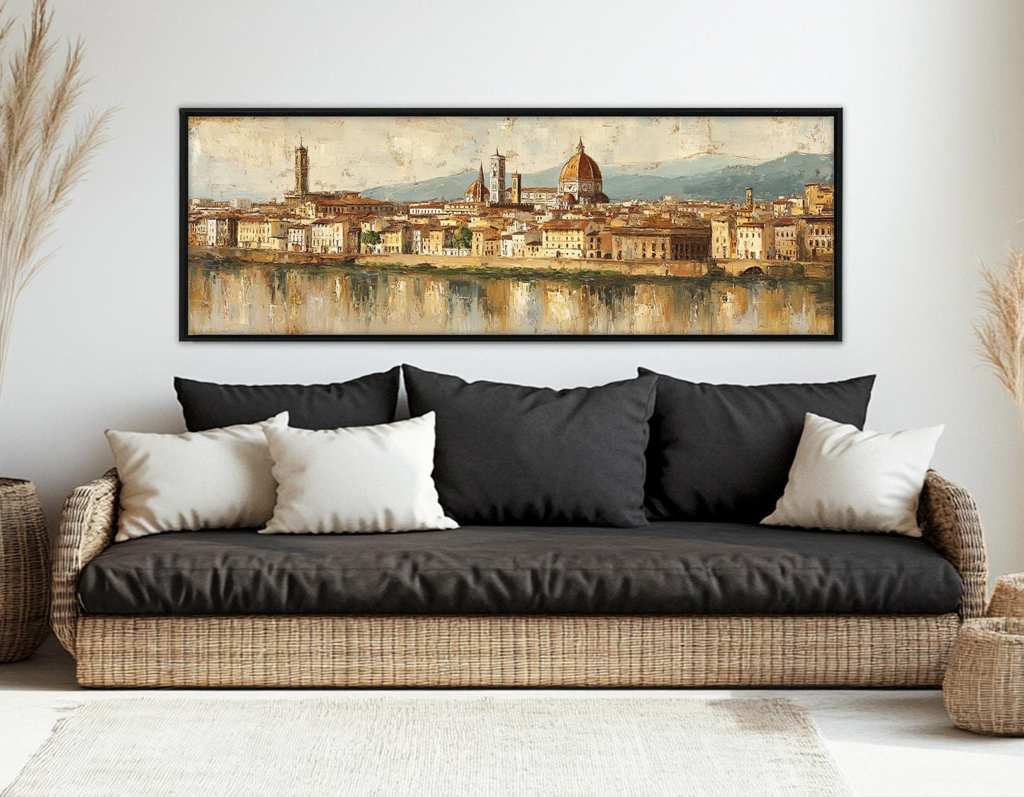 Florence Canvas Print – Retro Duomo Canvas Art With Arno River Painting, Ready to Hang
