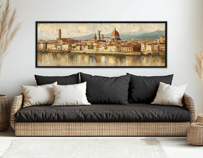 Florence Canvas Print – Retro Duomo Canvas Art With Arno River Painting, Ready to Hang