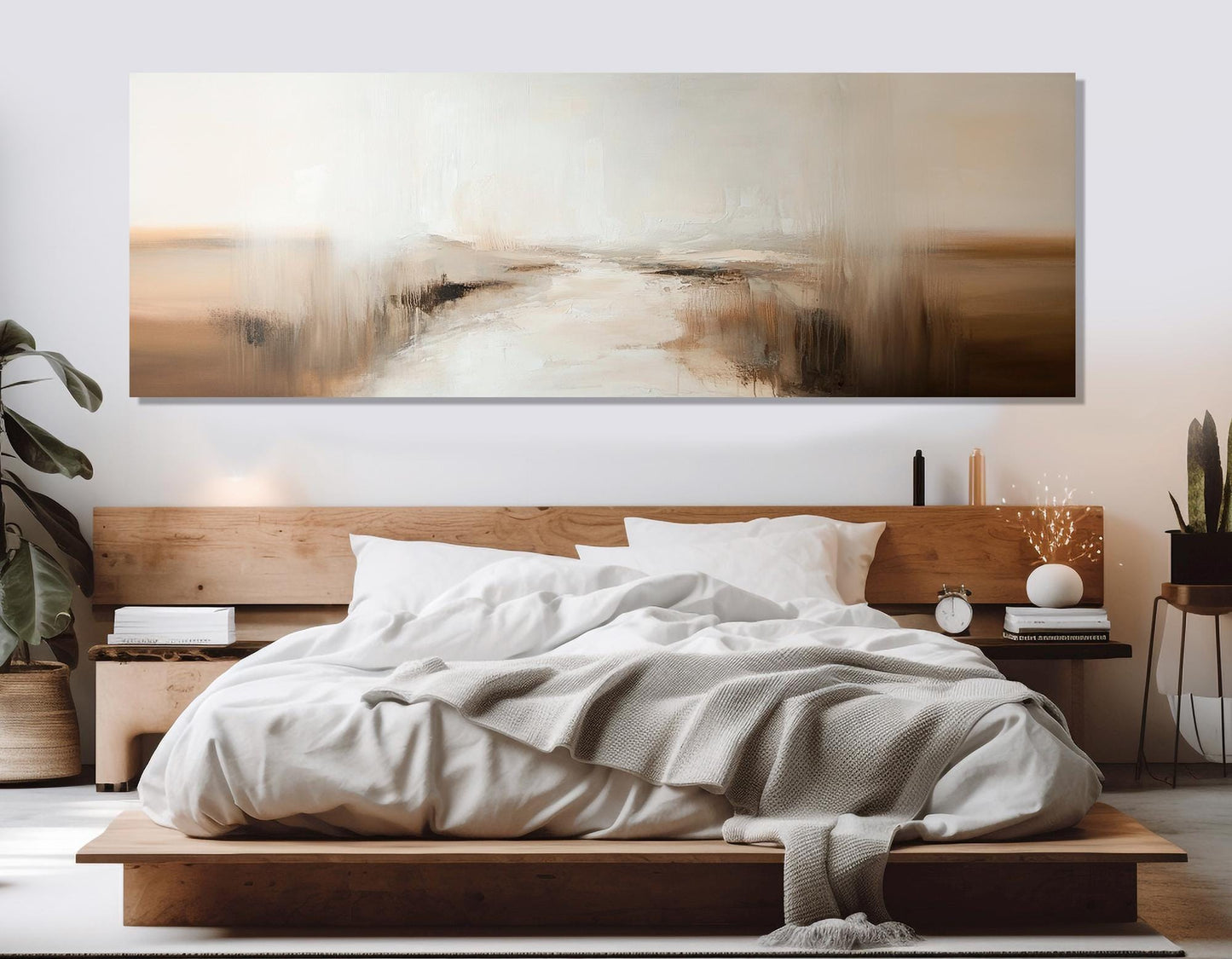 Neutral Tones Abstract River Canvas Print, Soft Colors, Framed and Ready to Hang