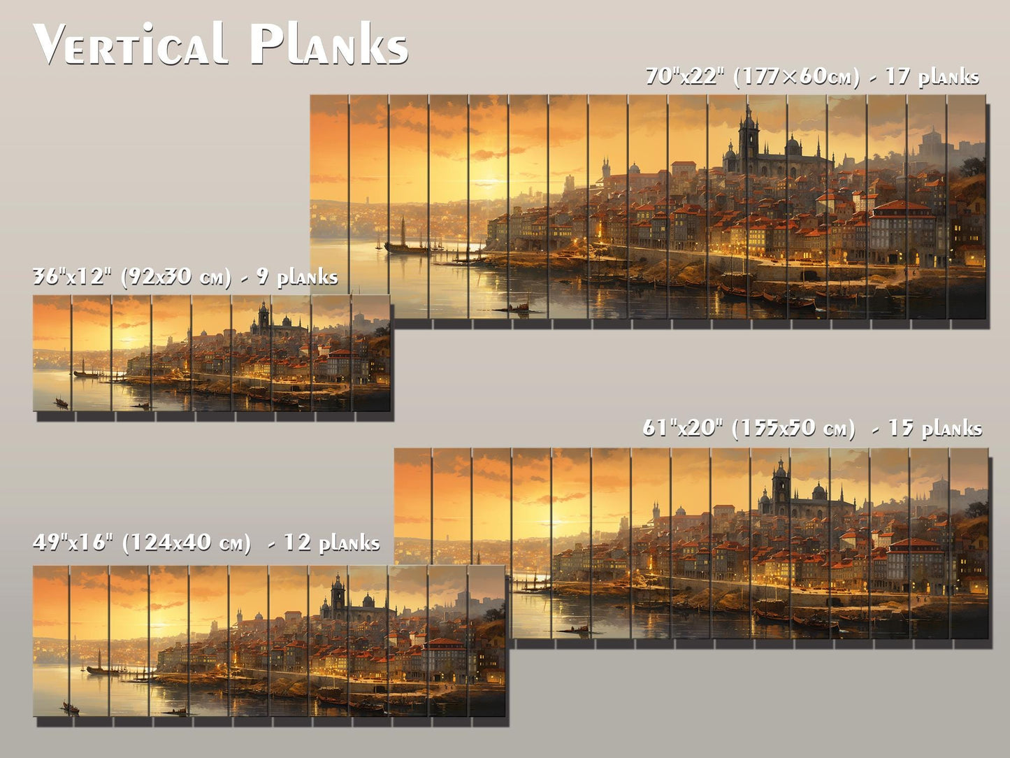 Vintage Porto Print on Natural Wood – Portugal Wall Art