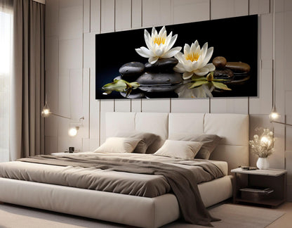 White Lily Canvas Print – Modern Spa Wall Decor | Framed Ready to Hang Art