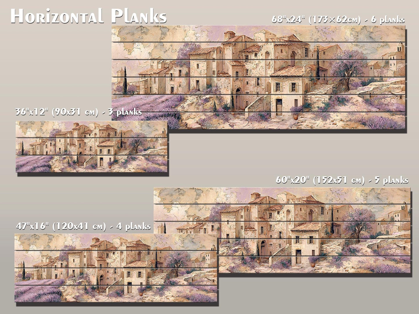 Provence Wood Wall Art – Rustic Coastal Painting on Beige Lavender Wood Planks