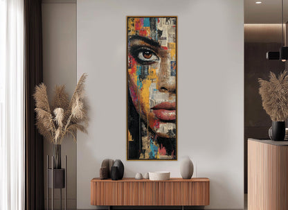 Abstract Expressionism Canvas – Black Woman Portrait Surreal Wall Art, Ready to Hang