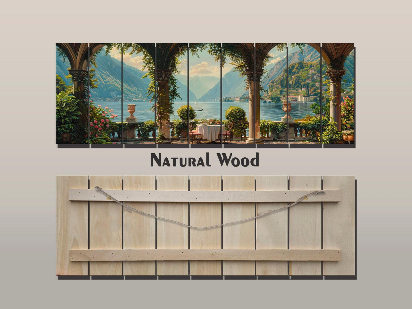 Lake Como Wood Print – Natural Wood Art Landscape Wall Decor On Planks