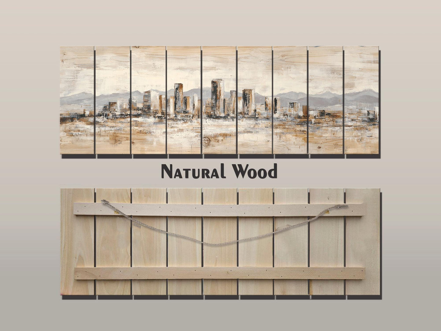 Phoenix Skyline Wood Print – Rustic Wall Art | Minimalist City Painting on Distressed Wood