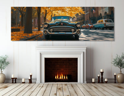 Vintage American Car Canvas | Retro Cars Wall Art - Framed & Stretched Canvas Print