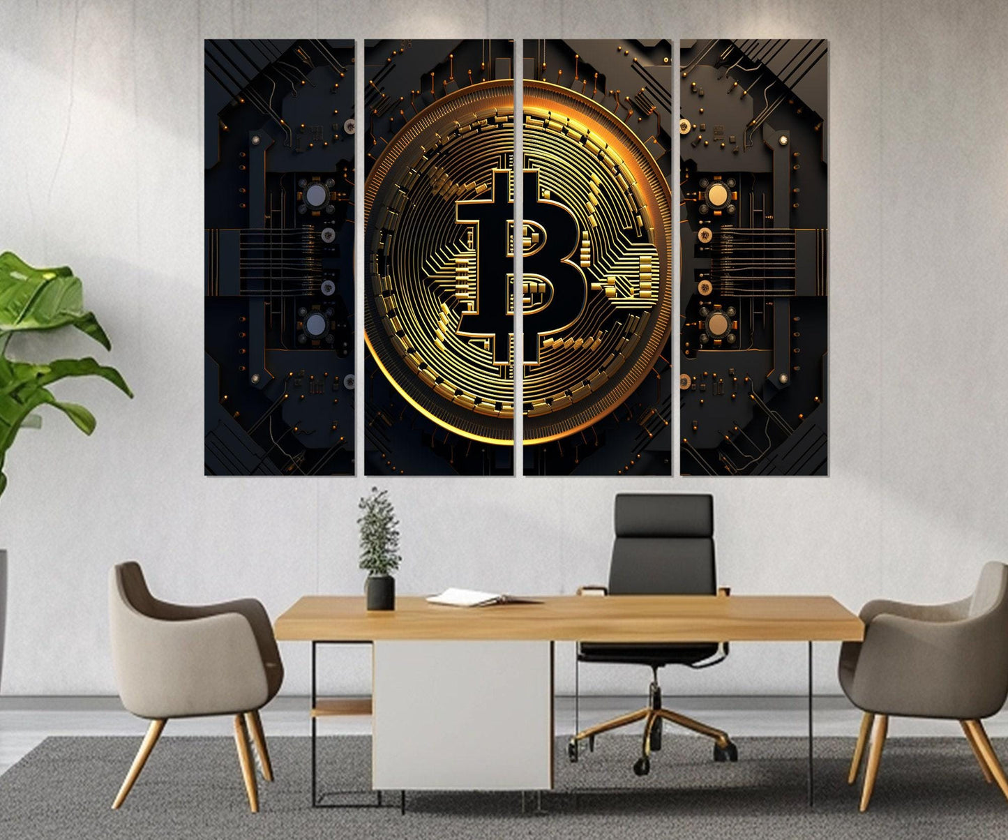 Bitcoin Canvas Print - Large Crypto Wall Art | Framed Cotton Canvas, Investor Gift