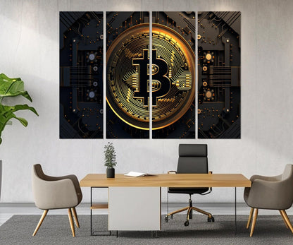 Bitcoin Canvas Print - Large Crypto Wall Art | Framed Cotton Canvas, Investor Gift