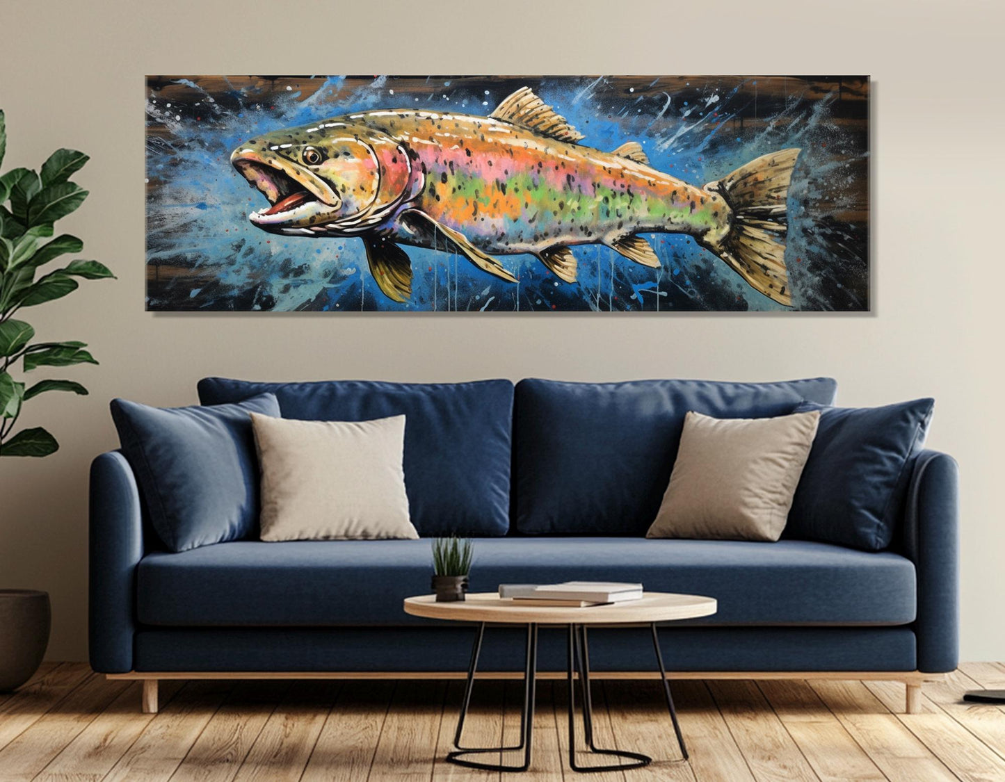 Rainbow Trout Canvas Art – Abstract Fish Canvas | Ready to Hang Gallery Wrapped Print
