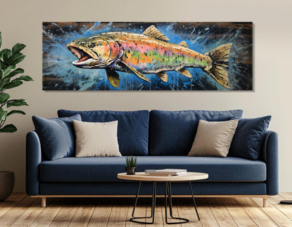 Rainbow Trout Canvas Art – Abstract Fish Canvas | Ready to Hang Gallery Wrapped Print