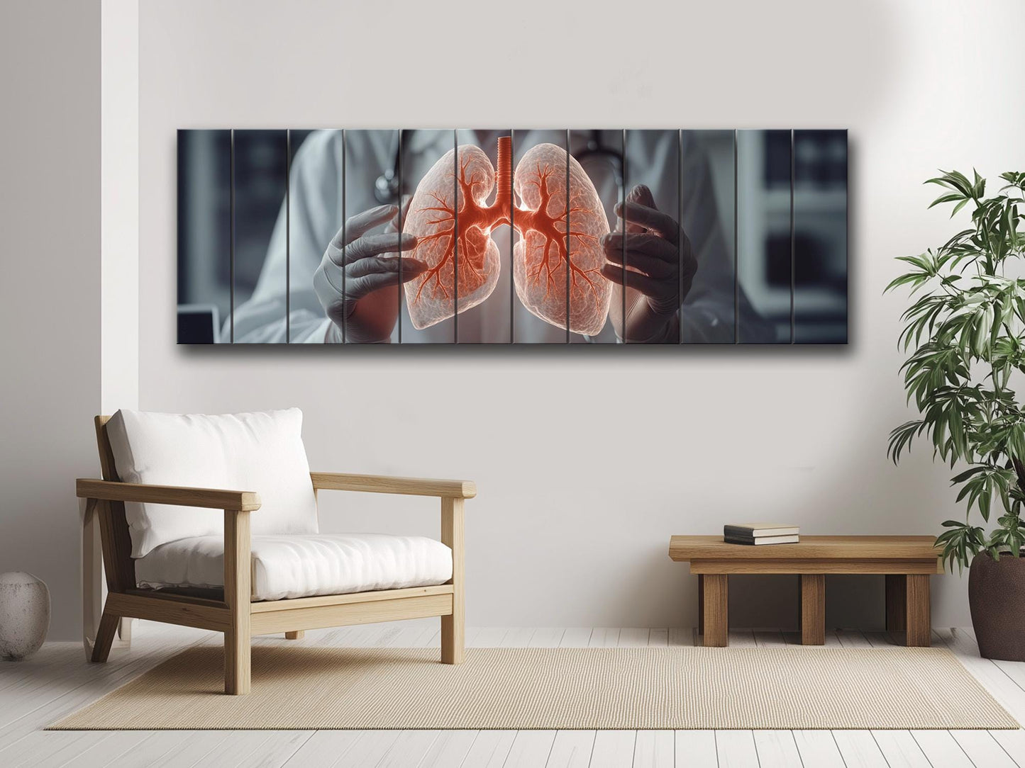 Human Lungs Print On Natural Wood - Pulmonologist Wall Art