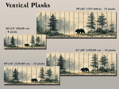 Black Bear Wall Art – Rustic Cabin Decor | Natural Wood Forest Animal Print