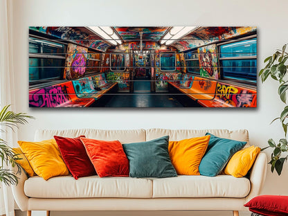 Wood Wall Art – Subway Graffiti Art on Wood Planks | Urban Wall Decor Ready to Hang