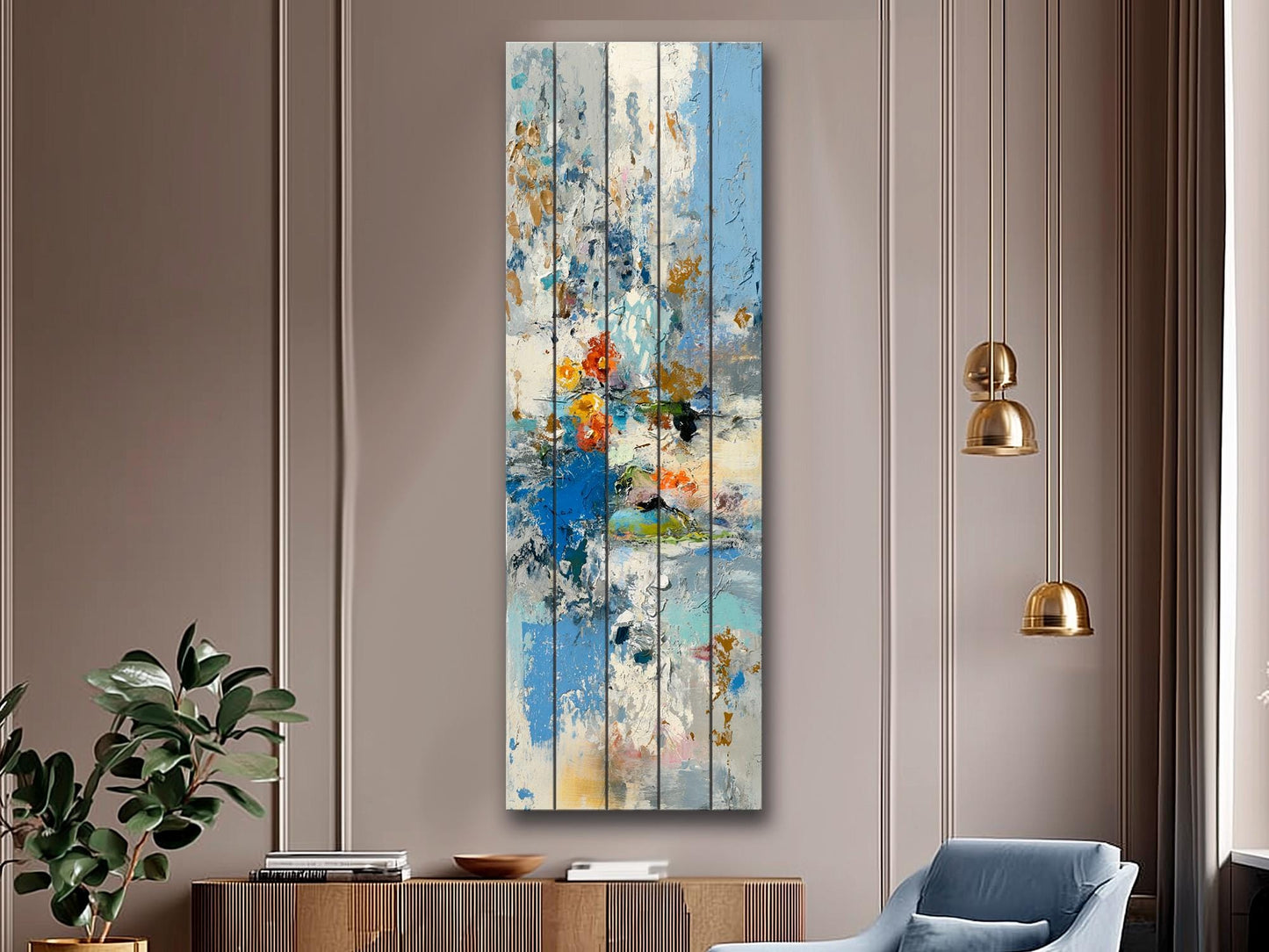 Gray Gold Frog Wall Art - Abstract Animal Art on Wood Plank for Rustic Farmhouse Decor