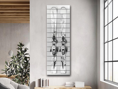 Minimalist Ski Print on Wood, Modern Skiing Wall Decor
