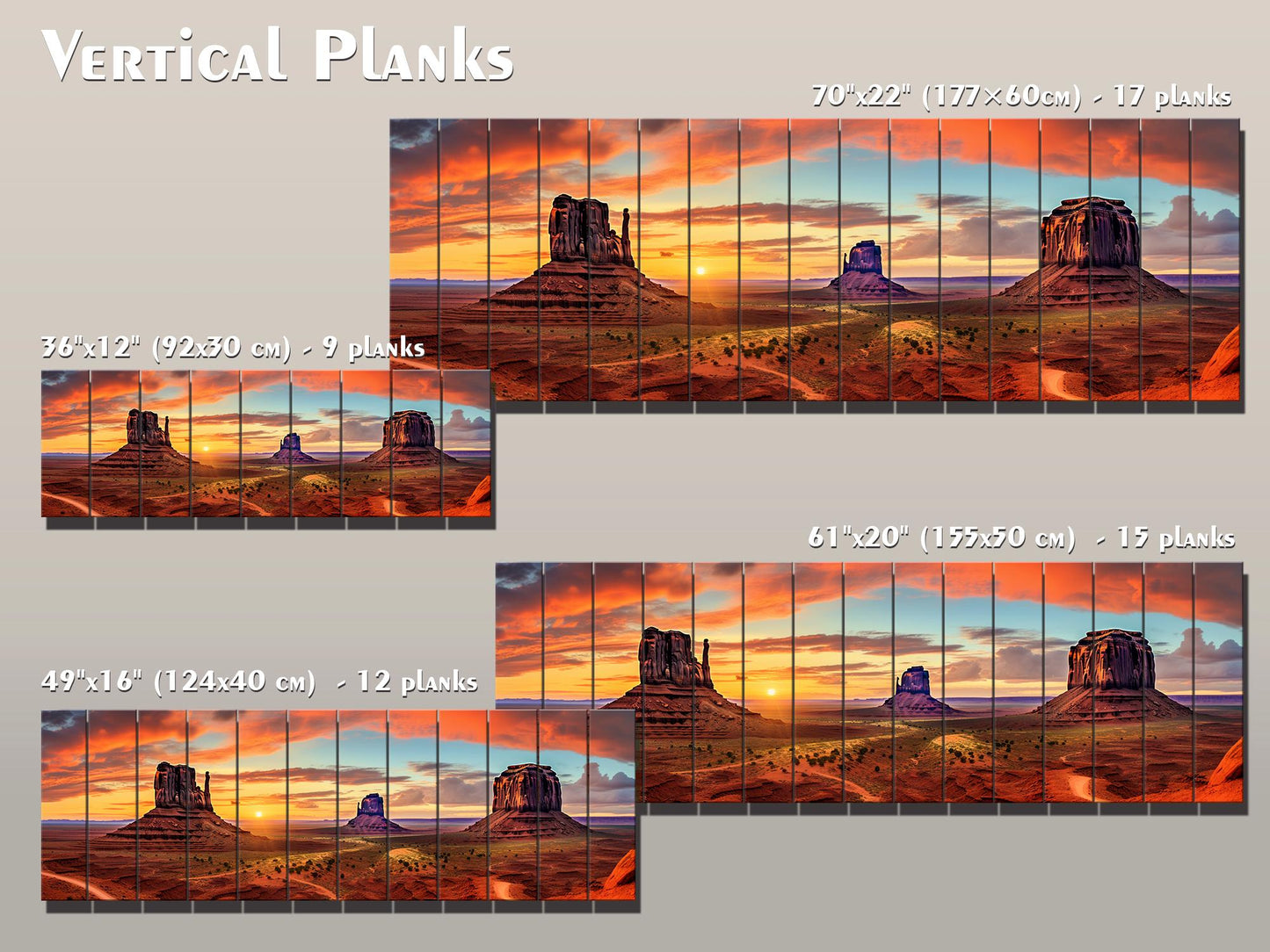 Red Rocks Wood Art – Monument Valley Painting on Natural Wood Planks | Rustic Wall Decor