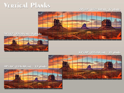 Red Rocks Wood Art – Monument Valley Painting on Natural Wood Planks | Rustic Wall Decor