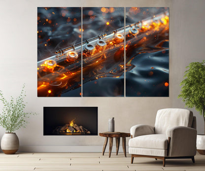 Abstract Flute Painting Canvas Print, Flute Wall Art, Flute Player Gift, Music Class Decor, Flutist Gift, Framed and Ready to Hang