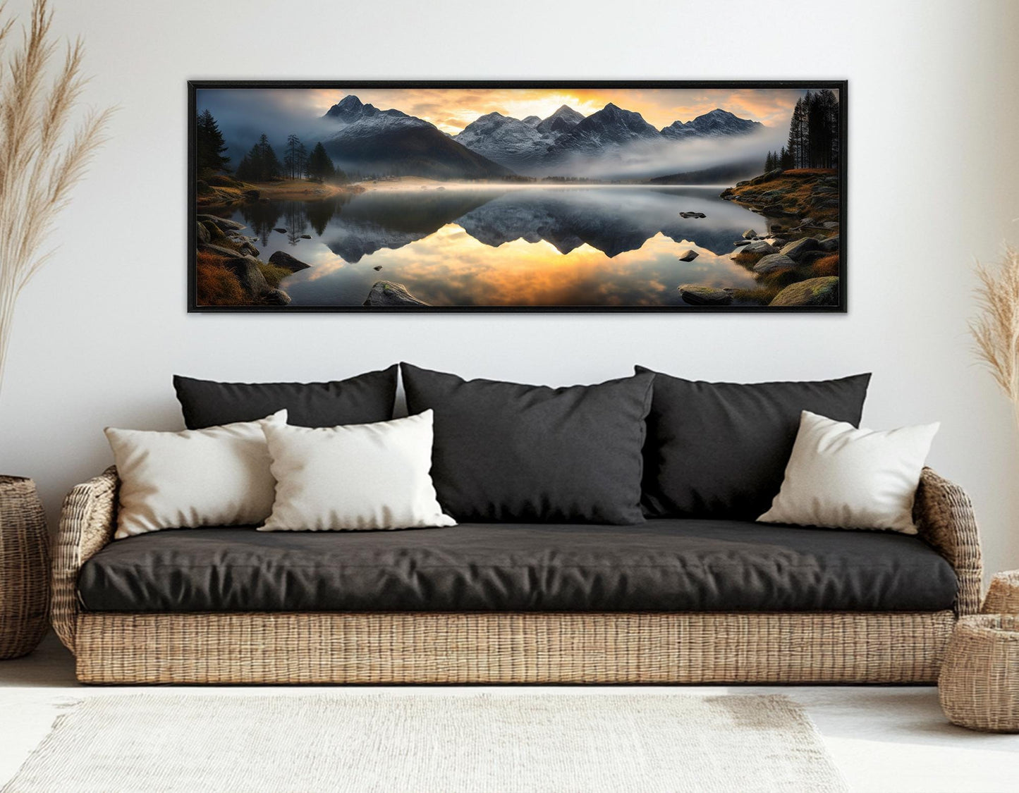 Sunrise over Alpine Lake Canvas Print, Alps Wall Art, Framed & Ready to Hang