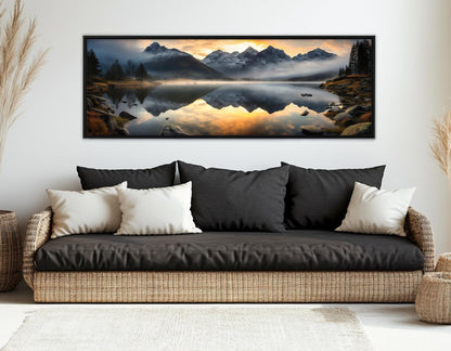 Sunrise over Alpine Lake Canvas Print, Alps Wall Art, Framed & Ready to Hang