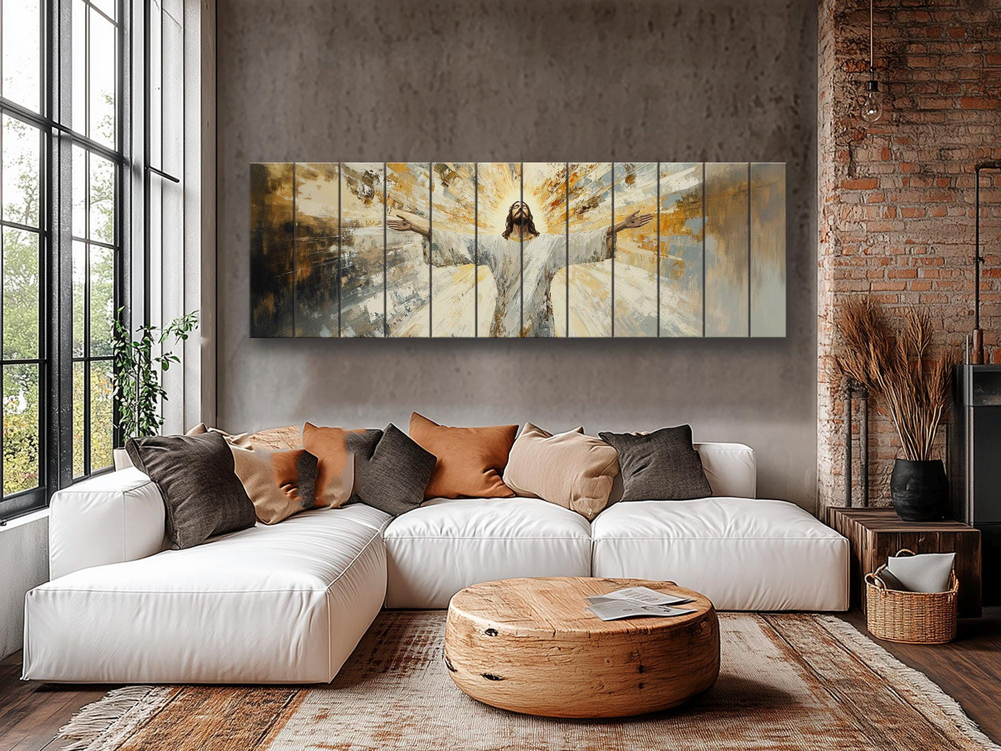 Jesus Christ Print | Rustic Wall Art on Natural Wood Planks - Christian Gift Idea