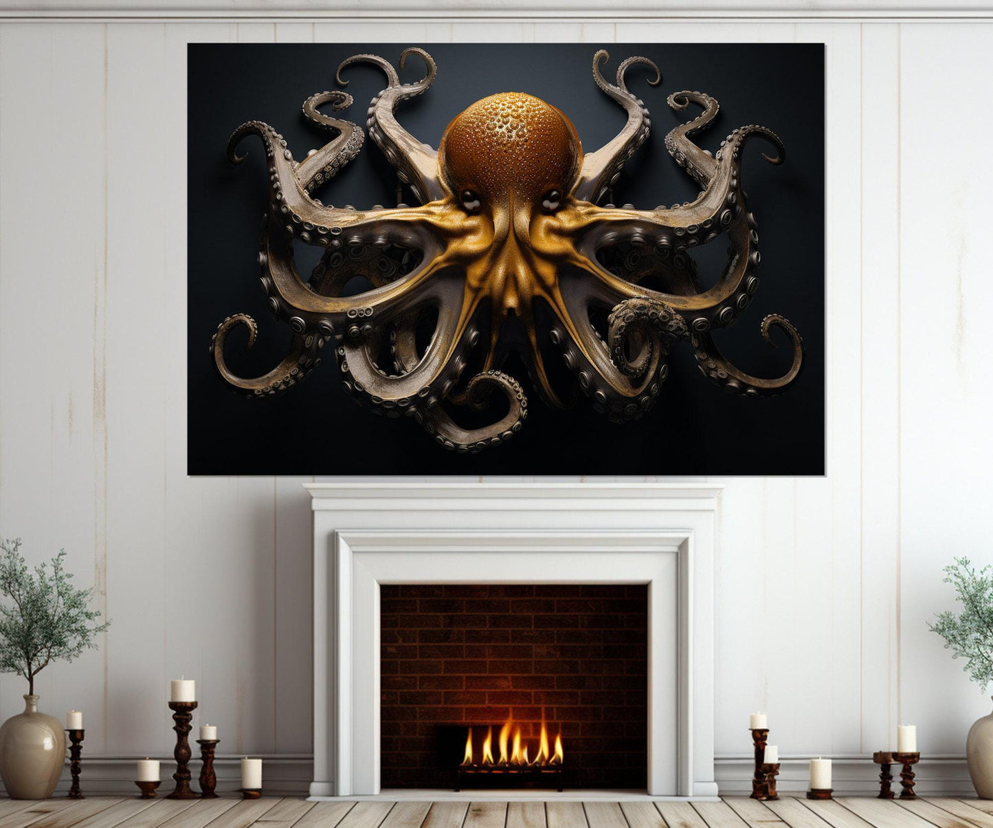 Abstract Octopus Canvas | Large Octopus Painting - Ready to Hang Wall Art