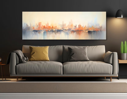 Abstract City Painting | Framed Canvas Print - City Skyline Art Ready to Hang