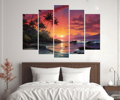 Maui Sunset Canvas Print – Framed Canvas Art | Tropical Sunset Painting, Ready to Hang