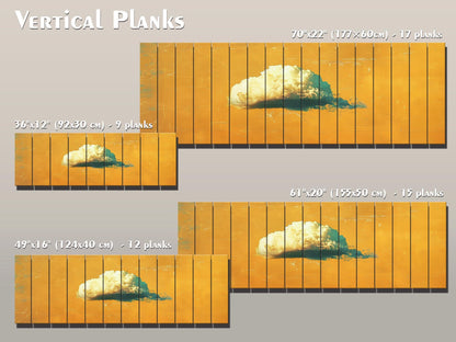 Natural Wood Wall Art - Canary Yellow Retro Print on Rustic Wood Planks