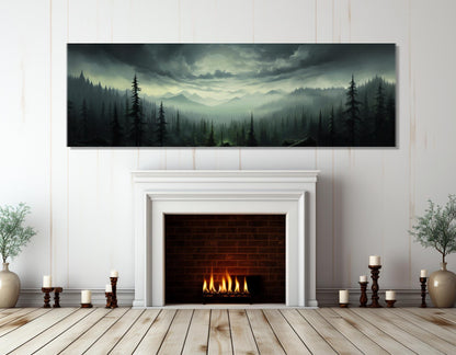 Mystical Mountain Forest Canvas - Large Framed Gallery Wrapped Canvas Print | Ready to Hang