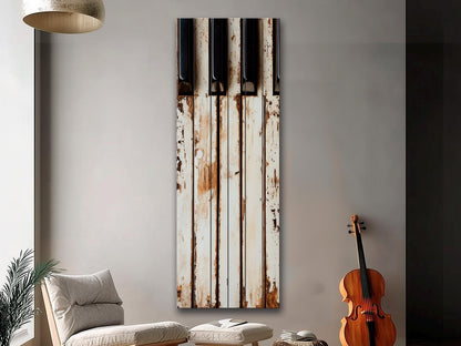 Rustic Wood Wall Art – Piano Keys Painting | Sepia Music Art, Musician Gift