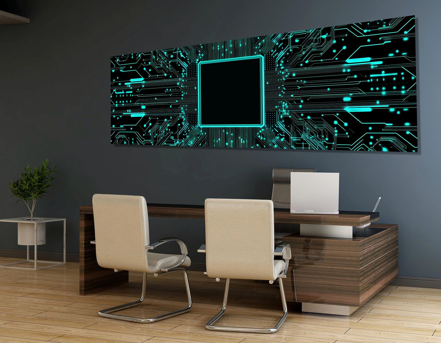 Minimalist Microcircuit Canvas – Abstract Tech Poster | High Quality Cotton Canvas Art