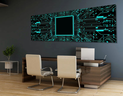 Minimalist Microcircuit Canvas – Abstract Tech Poster | High Quality Cotton Canvas Art