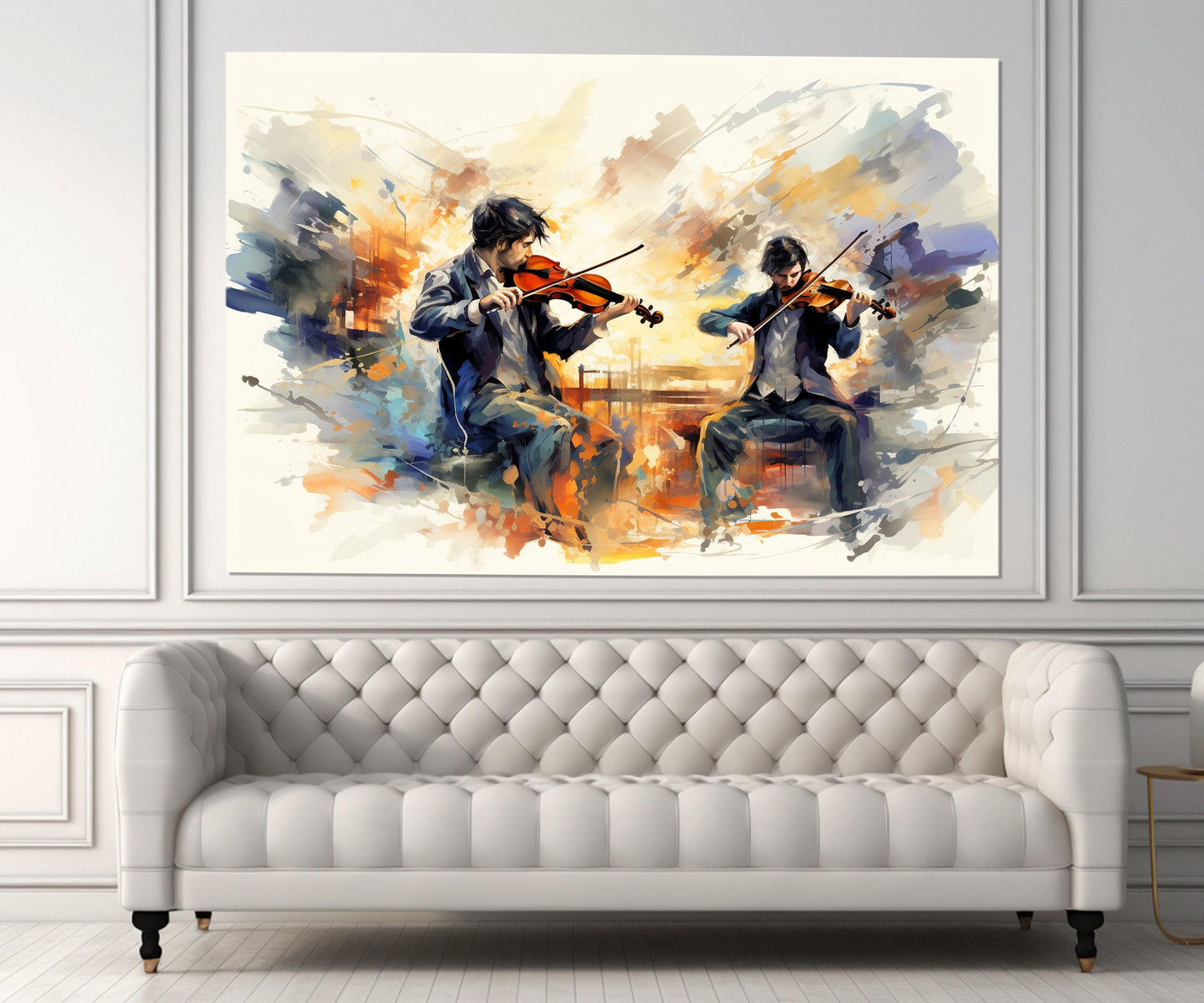 Abstract Violinists Painting - Framed Canvas Art | Classical Music Wall Decor