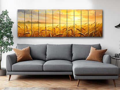 Wood Wall Art – Rustic Farmhouse Wall Art | Golden Wheat Field Print on Wood