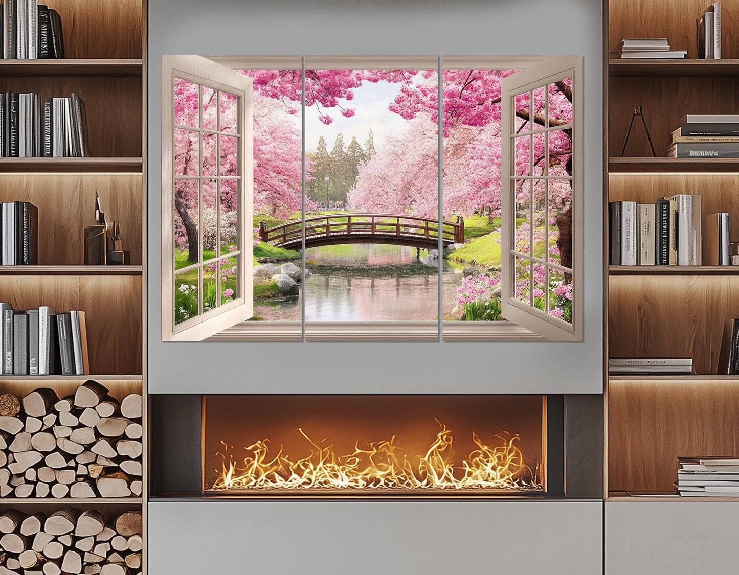 Cherry Blossom Canvas Print – Japanese Landscape Art | Framed & Ready to Hang