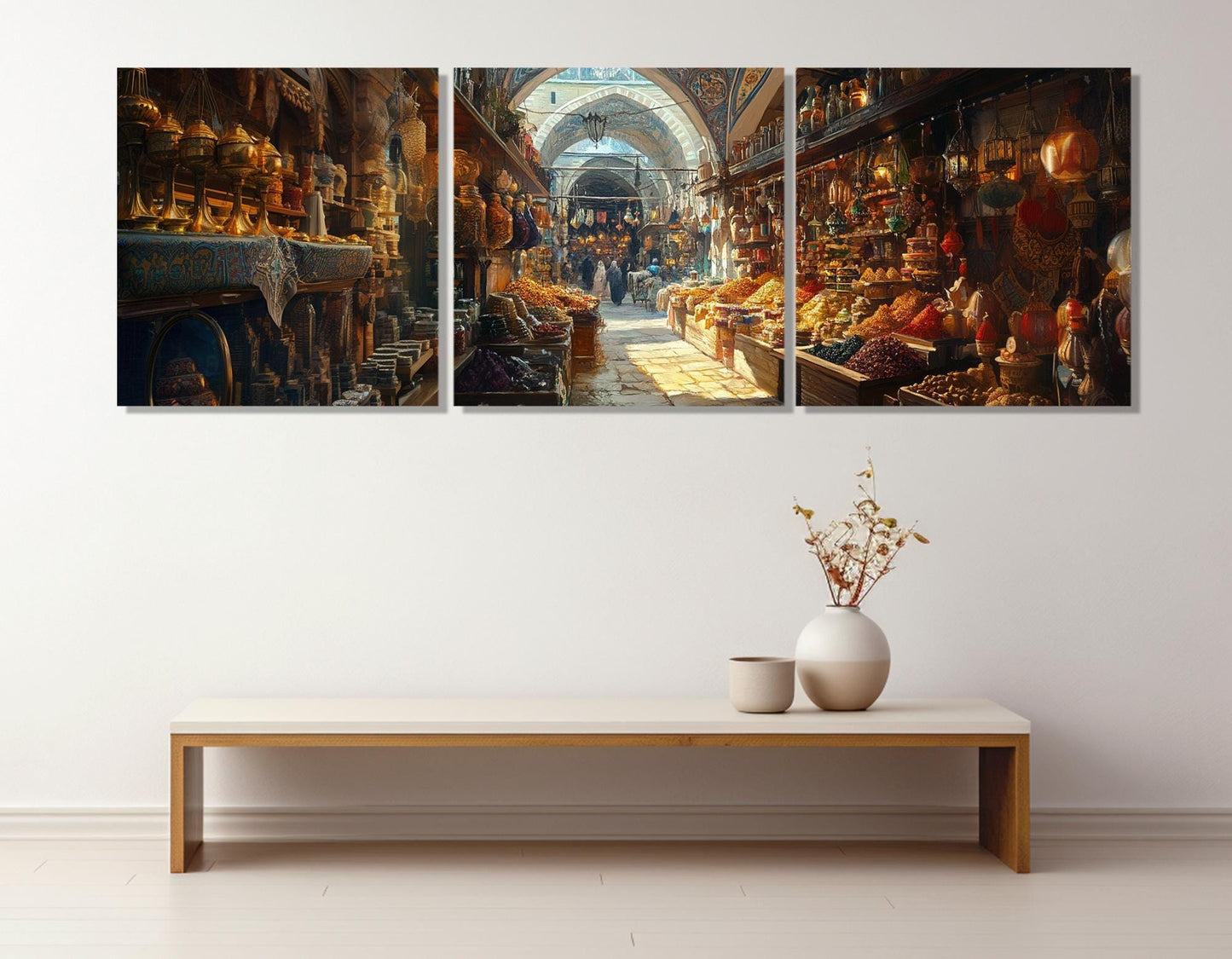Grand Bazaar Istanbul Painting – Framed Canvas Print | Oriental Wall Art, Vibrant Market Scene