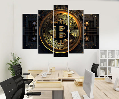 Bitcoin Canvas Print - Large Crypto Wall Art | Framed Cotton Canvas, Investor Gift