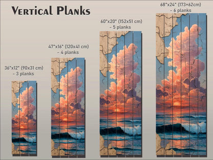 Wood Wall Art - Sunset Over Sea Printed on Wood – Coastal Horizon Wall Art – Rustic Beach Decor