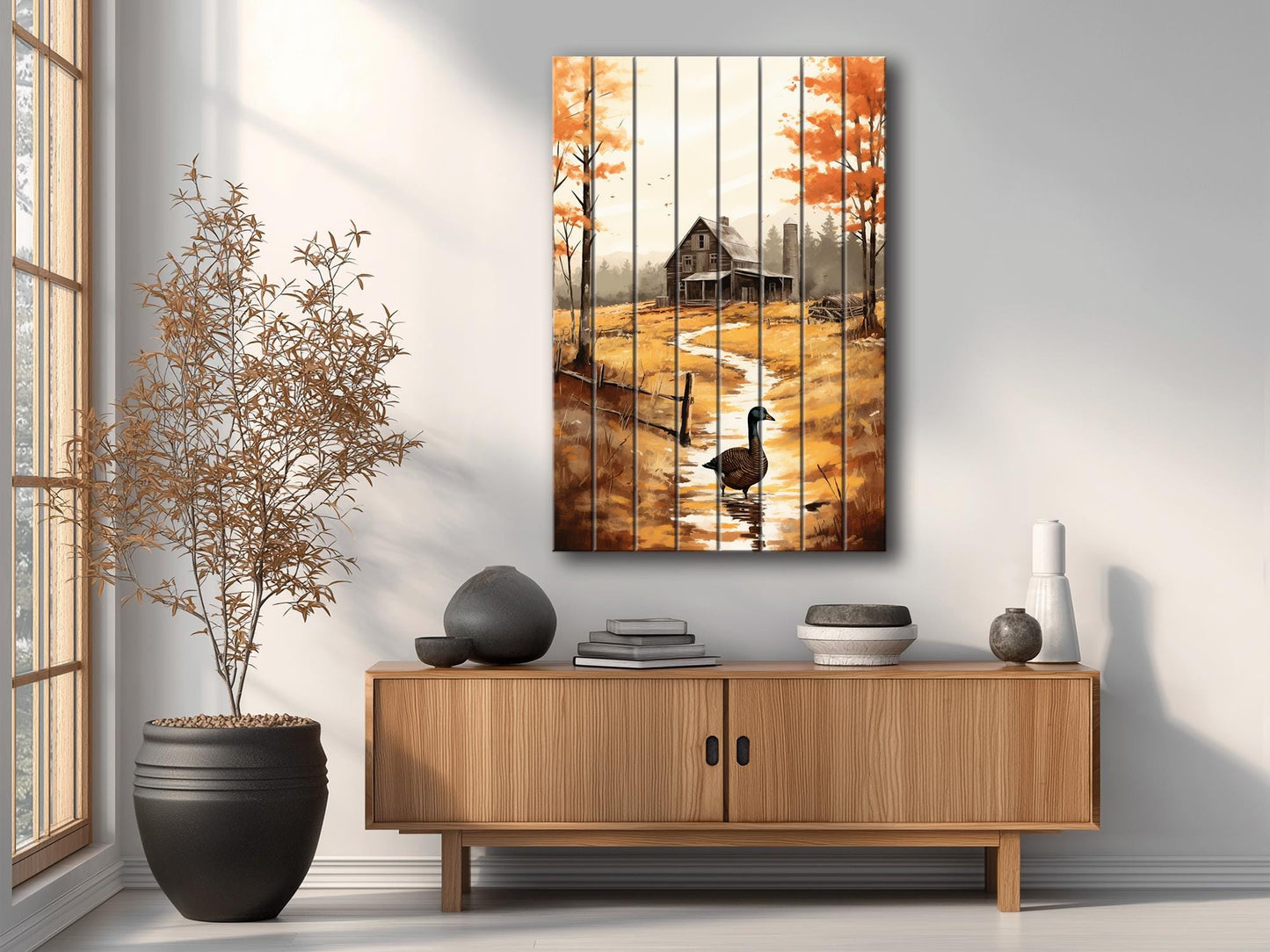 Rustic Farm Wall Art – Natural Wood Print | Farmhouse Rustic Decor