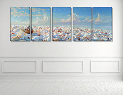 Beach Canvas Print – Framed Sea Shell Wall Art | Ready to Hang Scenic Coastal Artwork
