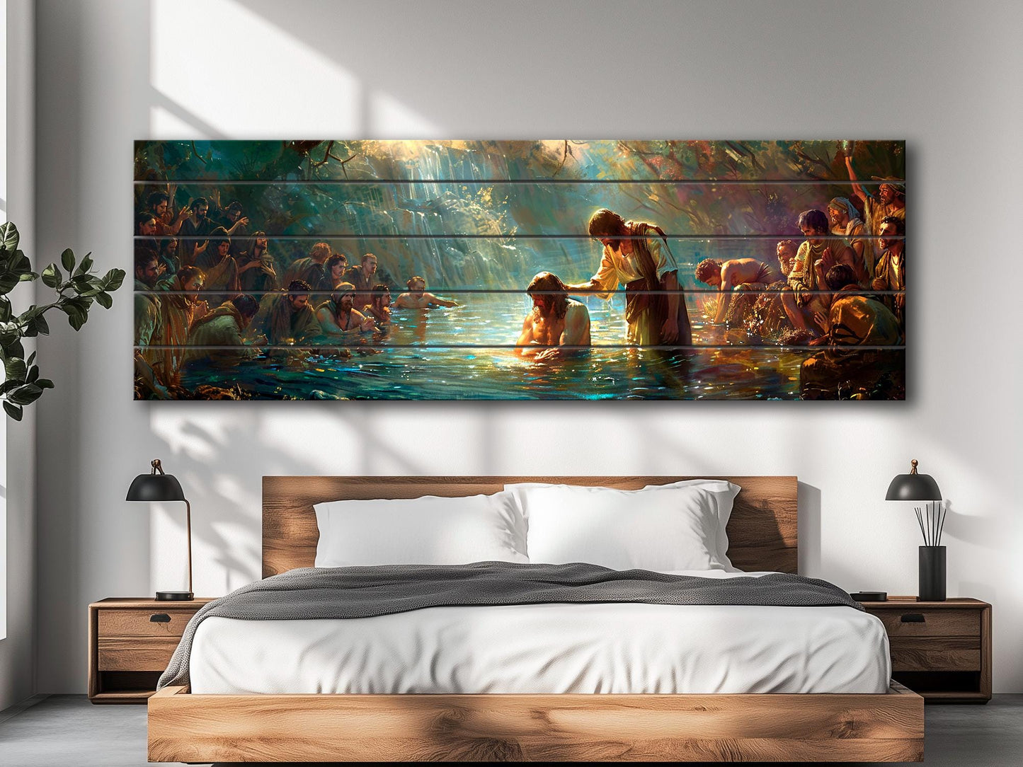 Baptism of Jesus Painting - Wood Wall Art | Jesus Baptism Print on Wood