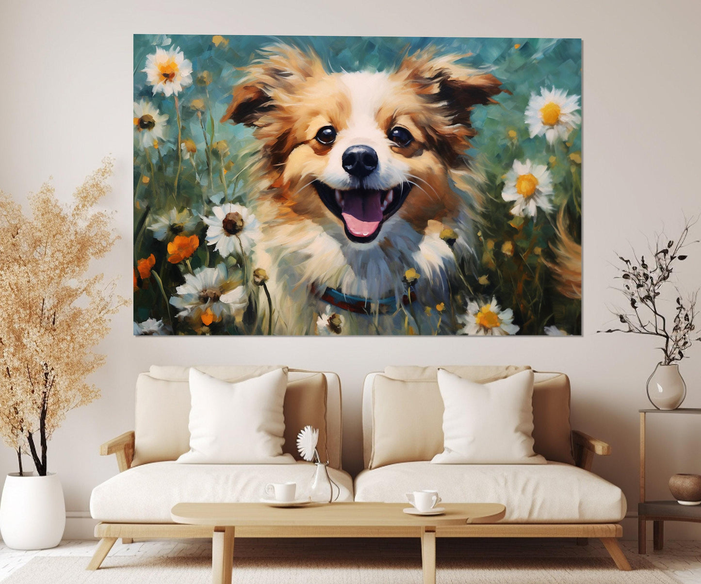 Puppy Canvas Print - Cute Puppy Painting on High Quality Cotton Canvas | Ready to Hang