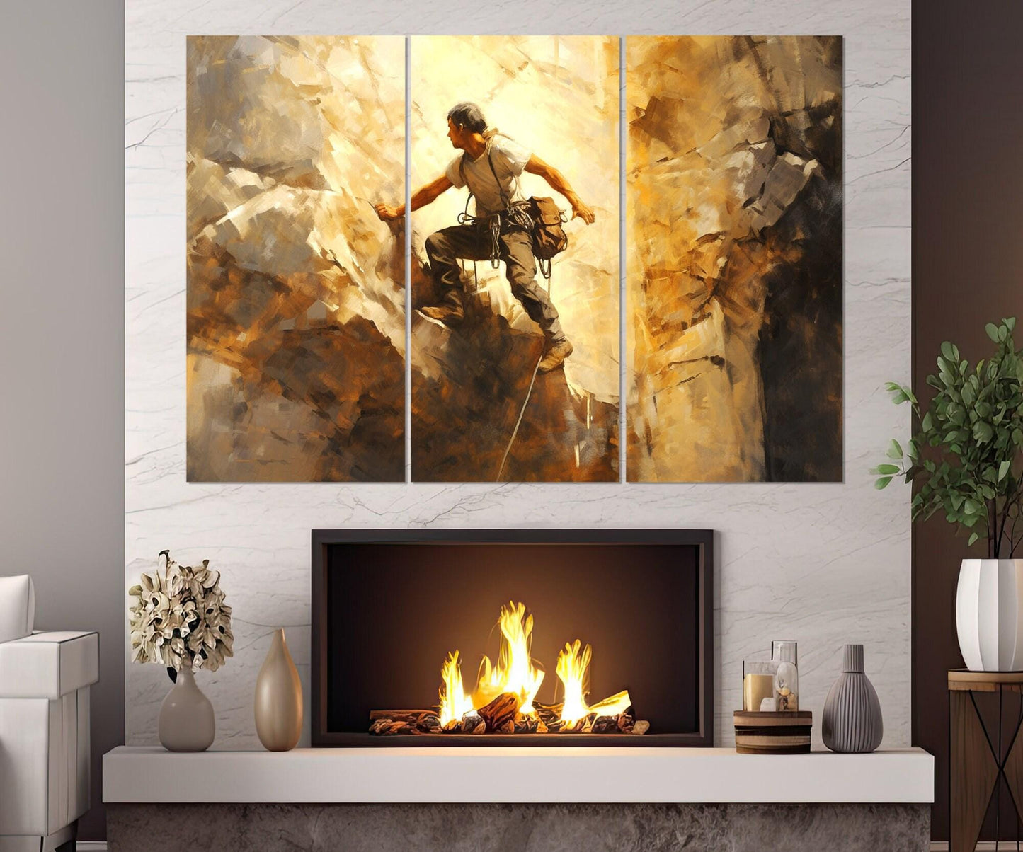 Climbing Wall Art – Alpinism Canvas Print | Framed, Ready to Hang Decor